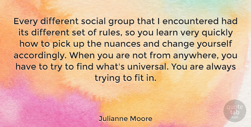 Julianne Moore Quote About Change, Fit, Group, Nuances, Pick: Every Different Social Group That...