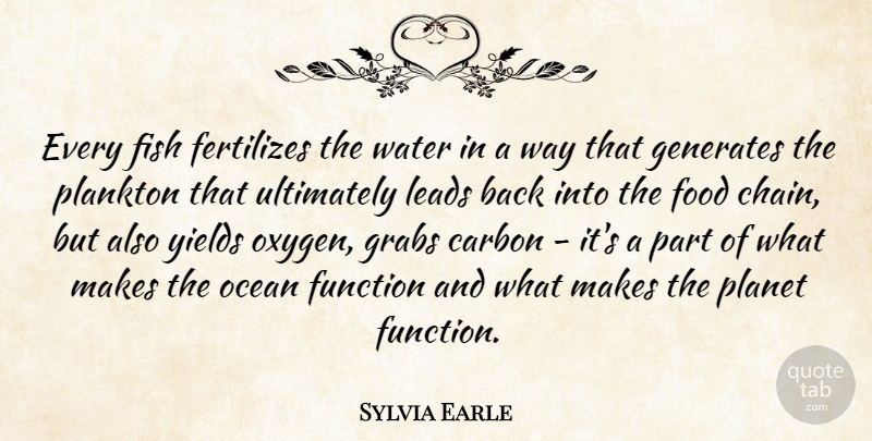 Sylvia Earle Quote About Carbon, Fish, Food, Function, Generates: Every Fish Fertilizes The Water...