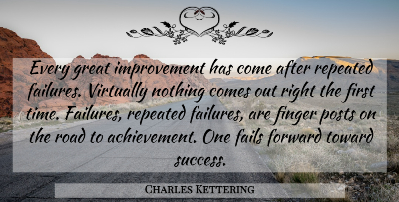 Charles Kettering Quote About Success, Failure, Achievement: Every Great Improvement Has Come...