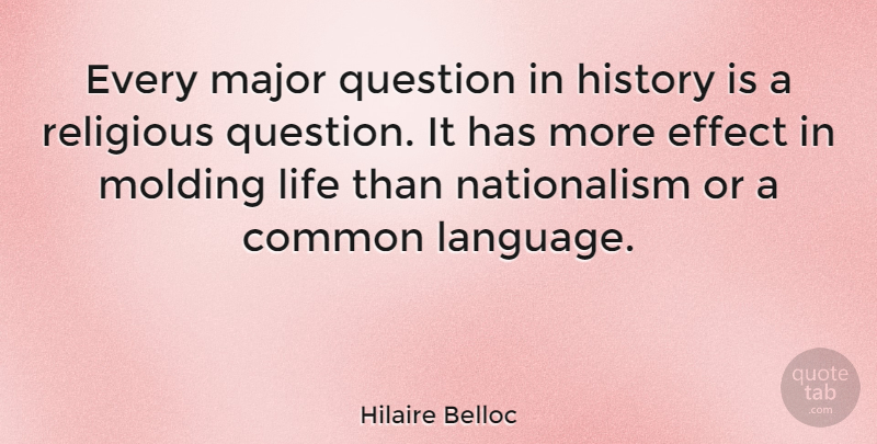 Hilaire Belloc Quote About Religious, Common, Language: Every Major Question In History...