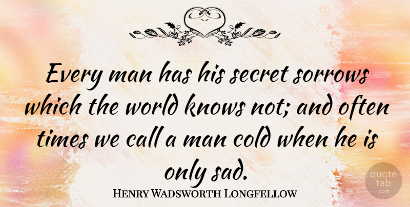 Henry Wadsworth Longfellow Quote About Life, Happiness, Sad: Every Man Has His Secret...