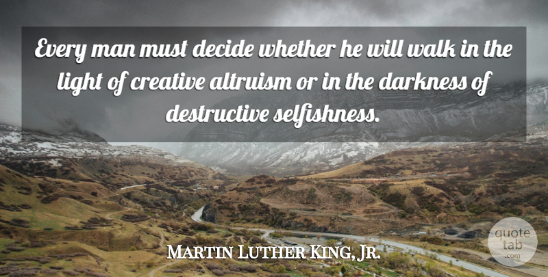 Martin Luther King, Jr. Quote About Integrity, Creativity, Greatness: Every Man Must Decide Whether...