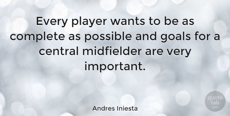 Andres Iniesta Quote About Player, Goal, Important: Every Player Wants To Be...