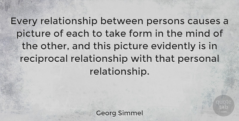 Georg Simmel Quote About Relationship, Mind, Causes: Every Relationship Between Persons Causes...