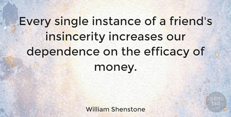 William Shenstone Quote About Efficacy, Increase, Insincerity: Every Single Instance Of A...