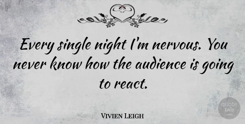 Vivien Leigh Quote About Night, Nervous, Audience: Every Single Night Im Nervous...