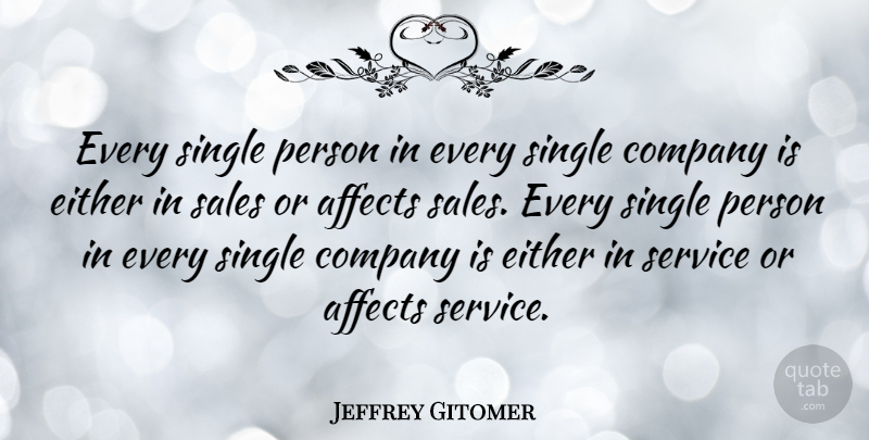 Jeffrey Gitomer Quote About Affects, Either, Single: Every Single Person In Every...