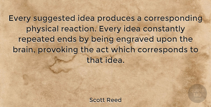 Scott Reed Quote About American Comedian, Brains, Constantly, Ends, Physical: Every Suggested Idea Produces A...