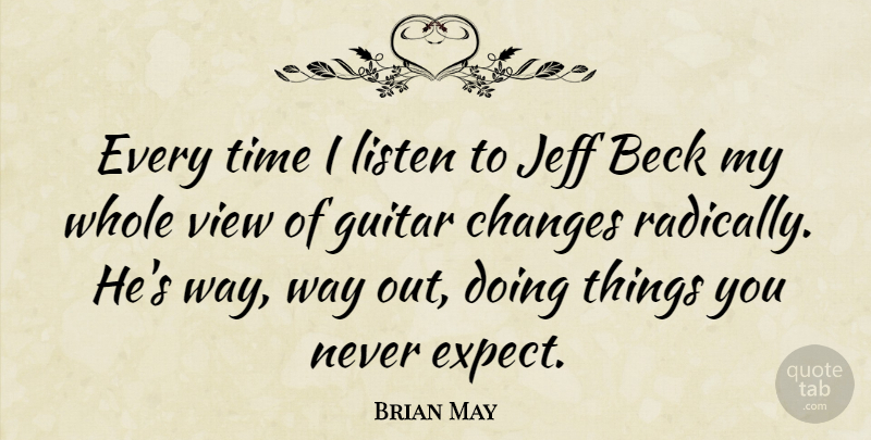 Brian May Quote About Guitar, Views, Way: Every Time I Listen To...