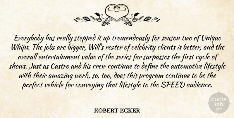 Robert Ecker Quote About Amazing, Castro, Celebrity, Clients, Continue: Everybody Has Really Stepped It...