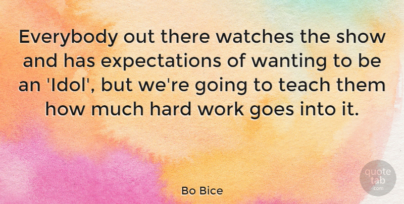 Bo Bice Quote About Everybody, Goes, Hard, Watches, Work: Everybody Out There Watches The...