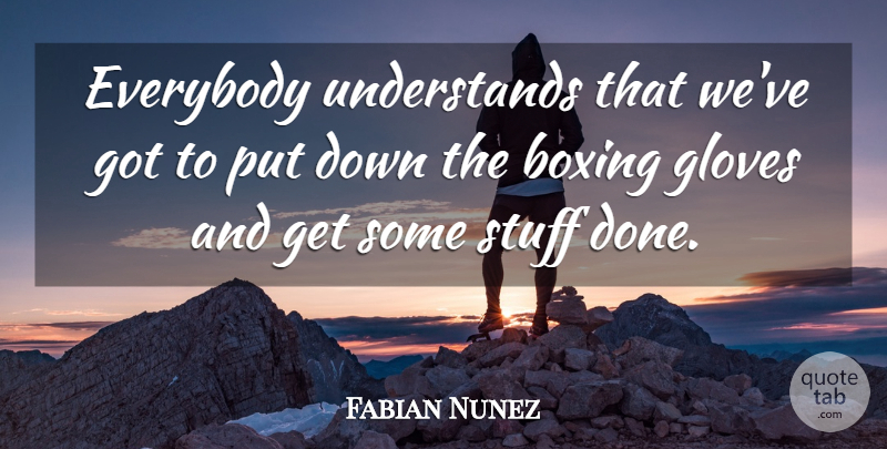 Fabian Nunez Quote About Boxing, Everybody, Gloves, Stuff: Everybody Understands That Weve Got...