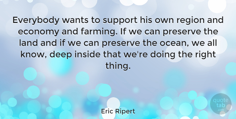 Eric Ripert Quote About Economy, Everybody, Inside, Land, Preserve: Everybody Wants To Support His...