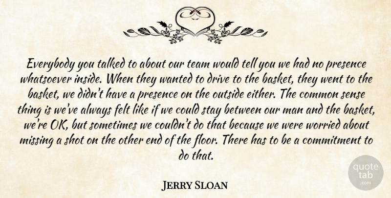 Jerry Sloan Quote About Commitment, Common, Drive, Everybody, Felt: Everybody You Talked To About...