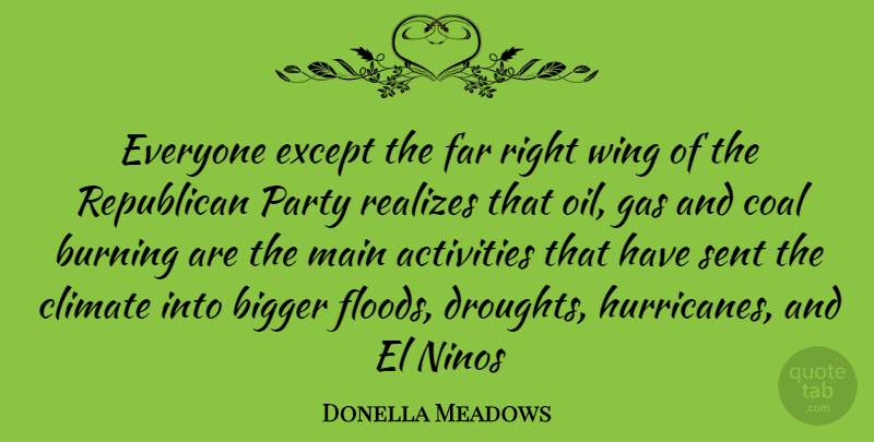 Donella Meadows Quote About Party, Wings, Oil: Everyone Except The Far Right...