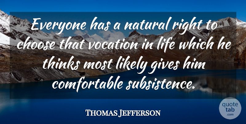 Thomas Jefferson Quote About Life, Thinking, Giving: Everyone Has A Natural Right...