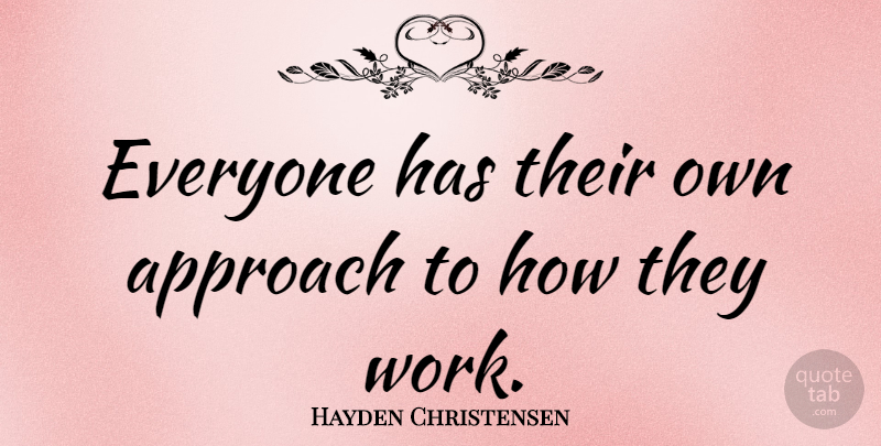 Hayden Christensen Quote About Approach: Everyone Has Their Own Approach...