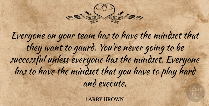 Larry Brown Quote About Hard, Mindset, Successful, Team, Unless: Everyone On Your Team Has...