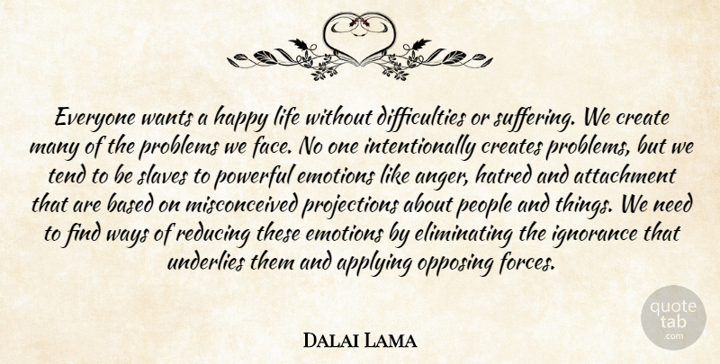 Dalai Lama Quote About Powerful, Ignorance, Happy Life: Everyone Wants A Happy Life...