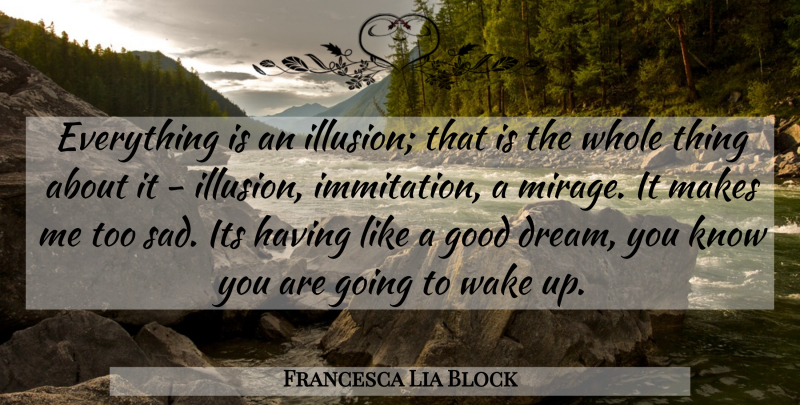 Francesca Lia Block Quote About Dream, Mirages, Wake Up: Everything Is An Illusion That...