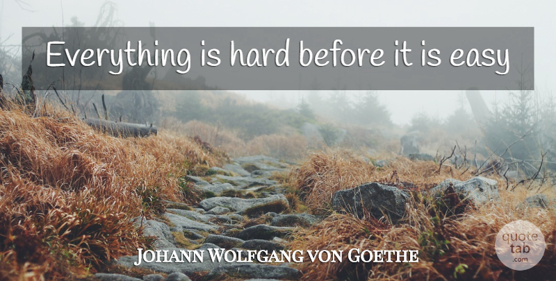 Johann Wolfgang von Goethe Quote About Inspirational, Motivational, Sports: Everything Is Hard Before It...
