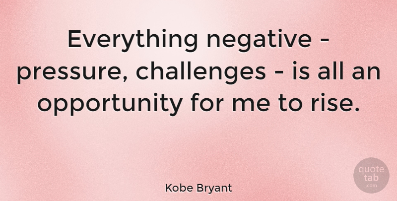 Kobe Bryant Quote About Negative, Opportunity: Everything Negative Pressure Challenges Is...