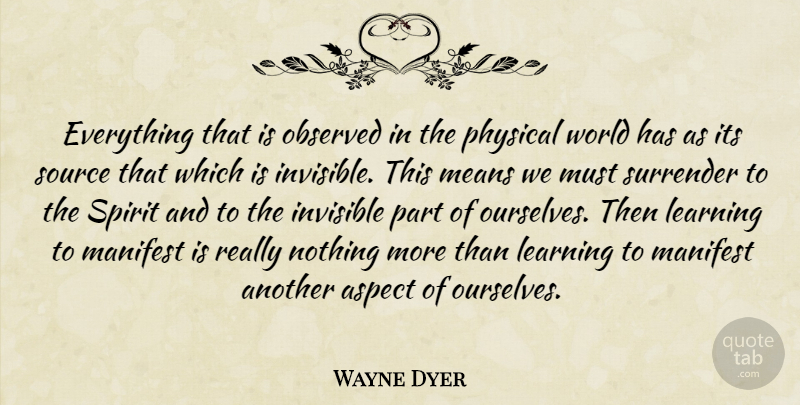 Wayne Dyer Quote About Mean, World, Spirit: Everything That Is Observed In...