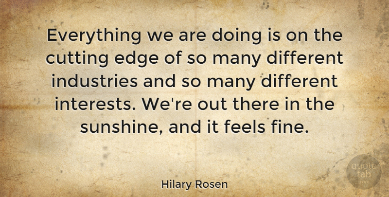 Hilary Rosen Quote About Cutting, Sunshine, Different: Everything We Are Doing Is...
