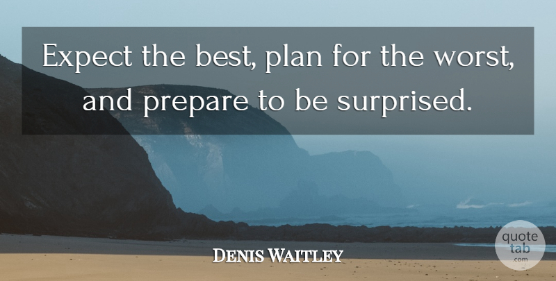 Denis Waitley Quote About Disappointment, Preparation, Project Management: Expect The Best Plan For...