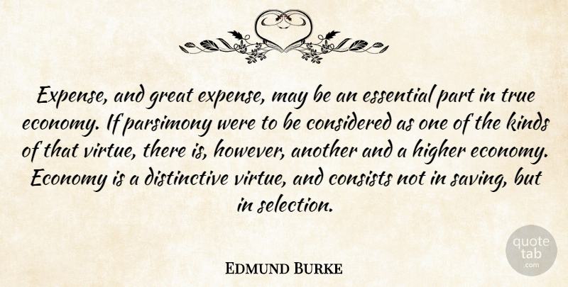 Edmund Burke Quote About Essentials, Saving, May: Expense And Great Expense May...