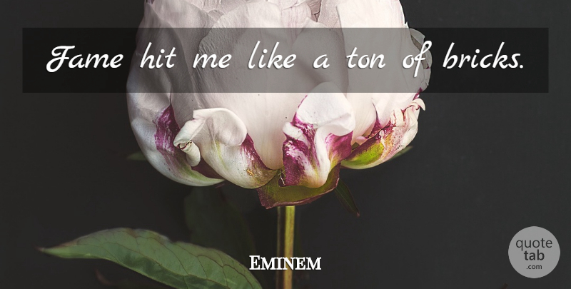 Eminem Quote About Bricks, Fame: Fame Hit Me Like A...