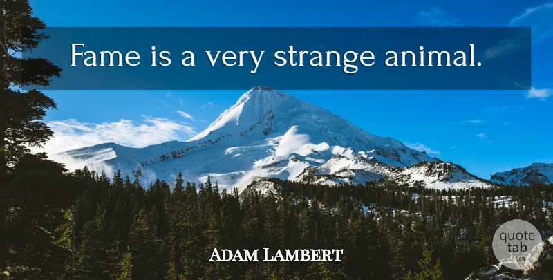 Adam Lambert Quote About Animal, Strange, Fame: Fame Is A Very Strange...