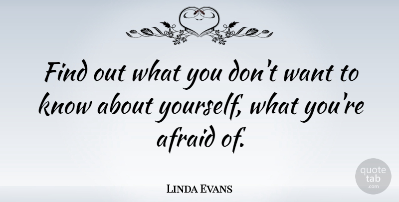 Linda Evans Quote About Want, About Yourself, Knows: Find Out What You Dont...