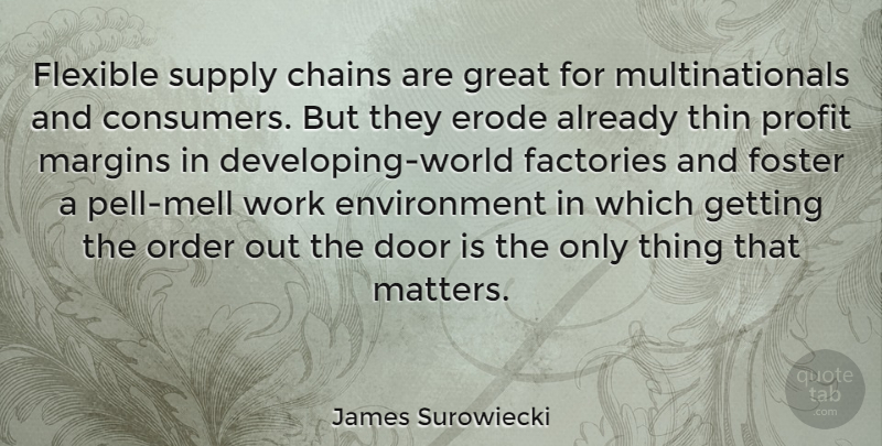 James Surowiecki Quote About Doors, Order, World: Flexible Supply Chains Are Great...