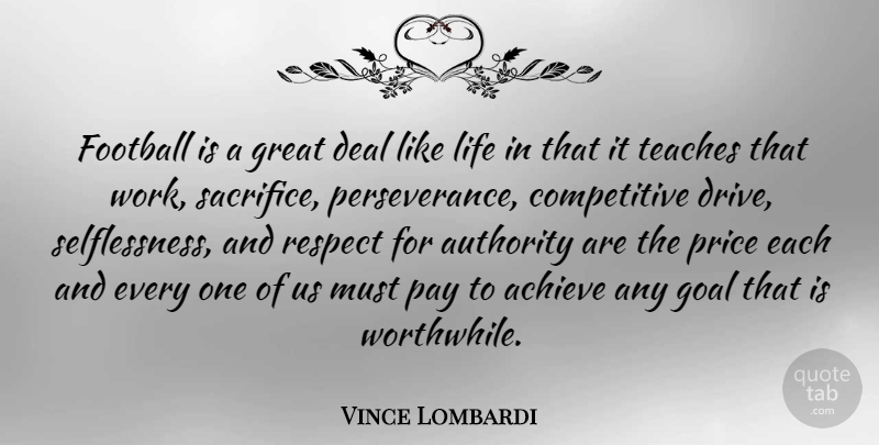 Vince Lombardi Quote About Success, Sports, Football: Football Is A Great Deal...