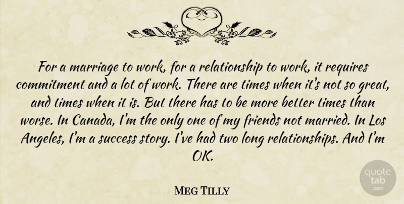 Meg Tilly Quote About Commitment, Los, Marriage, Relationship, Requires: For A Marriage To Work...