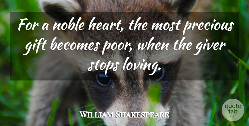 William Shakespeare Quote About Heart, Noble, Poor: For A Noble Heart The...