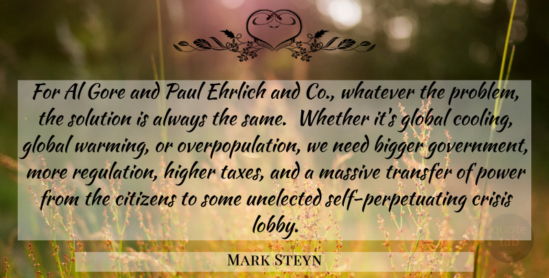 Mark Steyn Quote About Self, Government, Needs: For Al Gore And Paul...