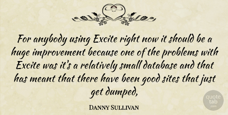 Danny Sullivan Quote About Anybody, Database, Excite, Good, Huge: For Anybody Using Excite Right...
