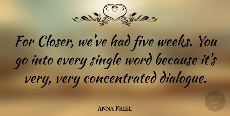 Anna Friel Quote About English Actress, Five: For Closer Weve Had Five...