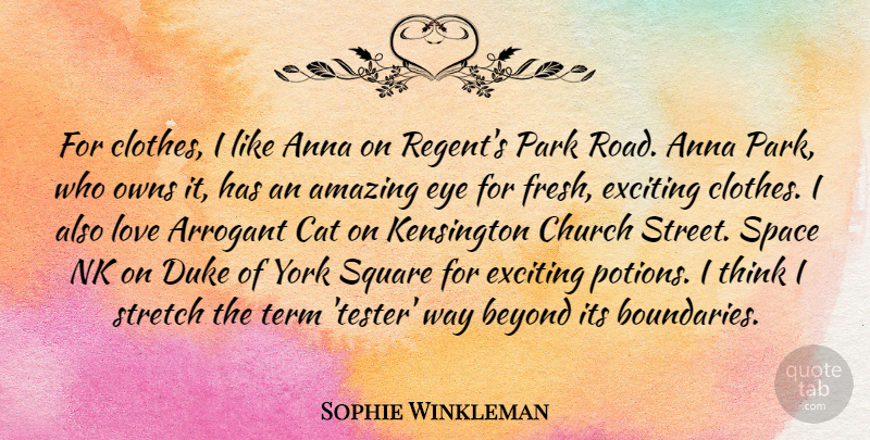 Sophie Winkleman Quote About Amazing, Anna, Arrogant, Beyond, Cat: For Clothes I Like Anna...
