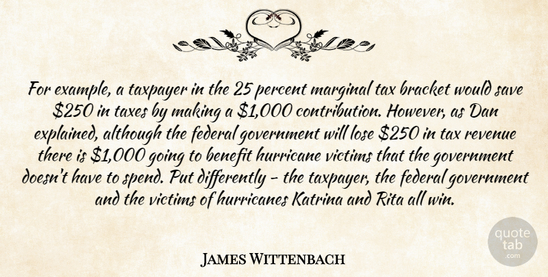 James Wittenbach Quote About Although, Benefit, Bracket, Dan, Example: For Example A Taxpayer In...