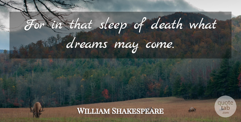 William Shakespeare Quote About Death, Dream, Sleep: For In That Sleep Of...