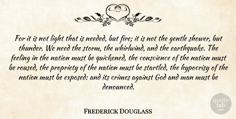 Frederick Douglass Quote About Men, Light, Earthquakes: For It Is Not Light...