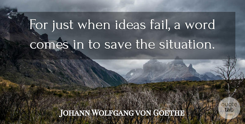 Johann Wolfgang von Goethe Quote About Ideas, Literature, Failing: For Just When Ideas Fail...