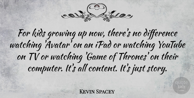 Kevin Spacey Quote About Growing Up, Kids, Games: For Kids Growing Up Now...
