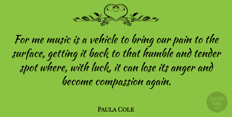 Paula Cole Quote About Pain, Anger, Humble: For Me Music Is A...