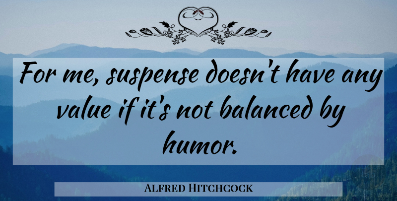 Alfred Hitchcock Quote About Suspense, Balanced, Ifs: For Me Suspense Doesnt Have...