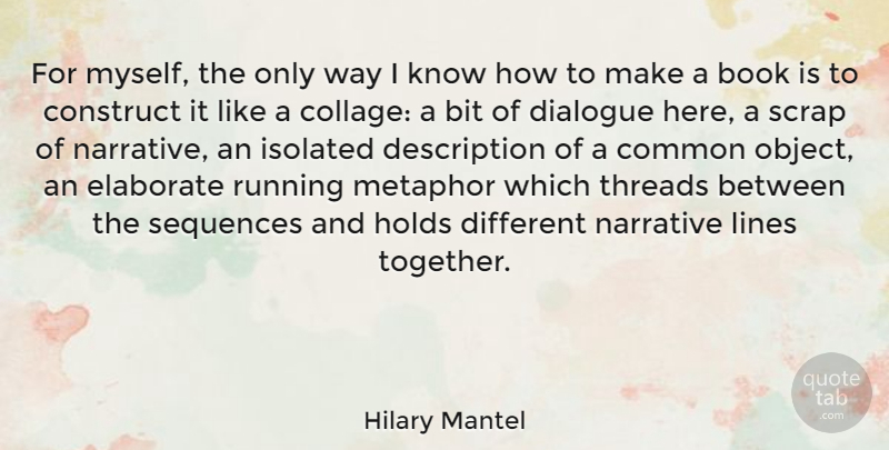 Hilary Mantel Quote About Running, Book, Together: For Myself The Only Way...