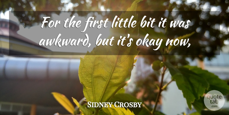 Sidney Crosby Quote About Bit, Okay: For The First Little Bit...